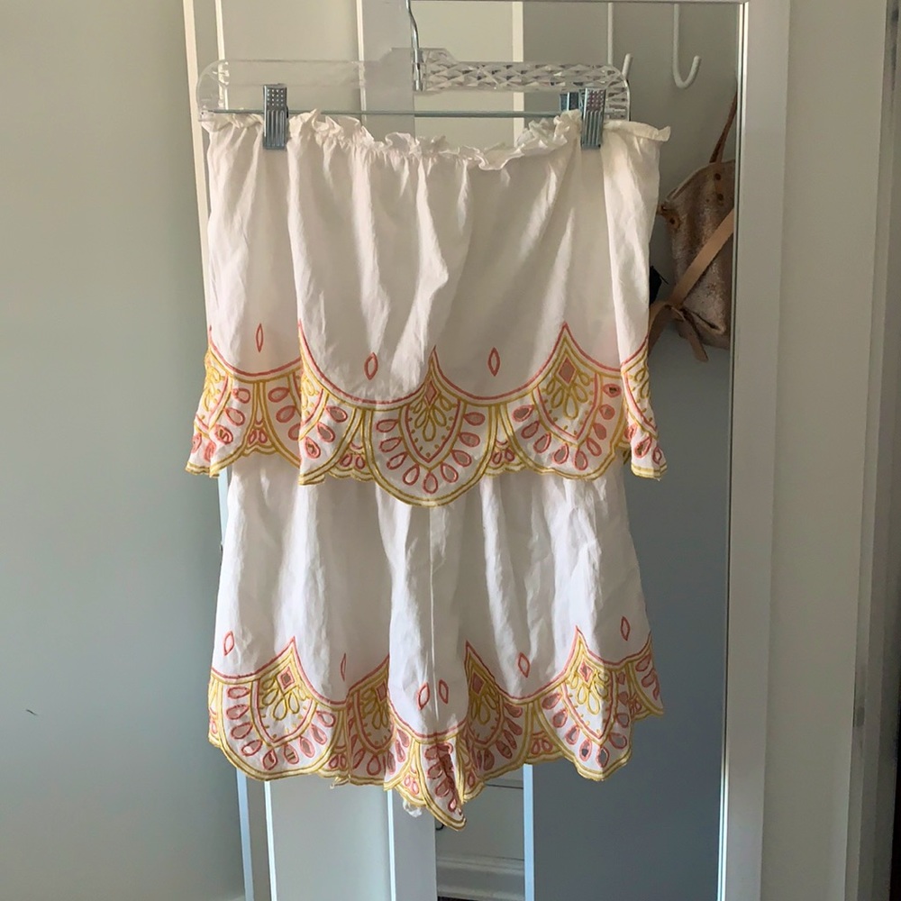 Lovers + friends embroidered strapless romper